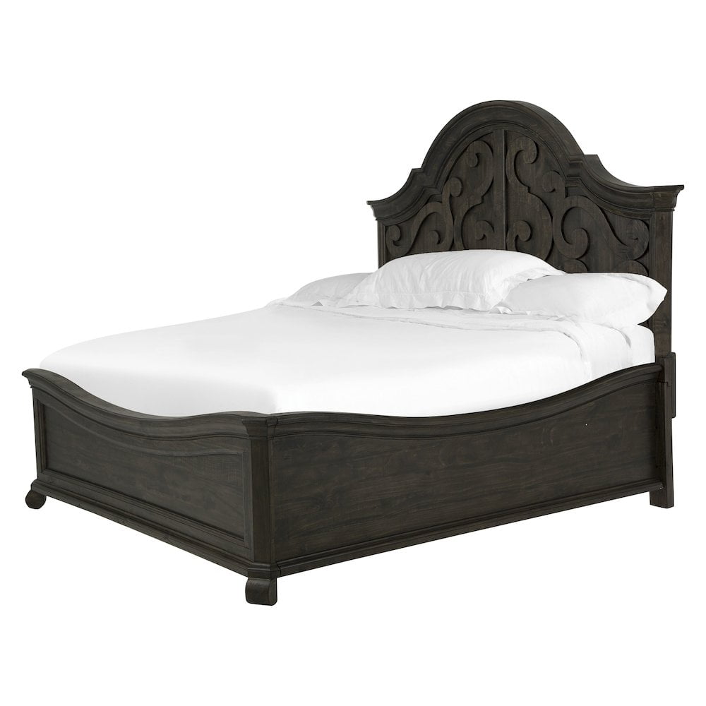 Magnussen Bellamy Traditional Peppercorn King Shaped Panel Bed ...