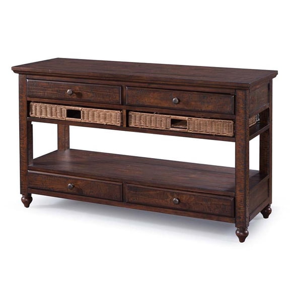 Magnussen Cottage Lane 4 Drawer Console Table in Brown