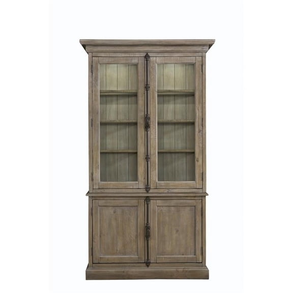Magnussen Tinley Park Pine Wood China Cabinet in Dovetail Gray