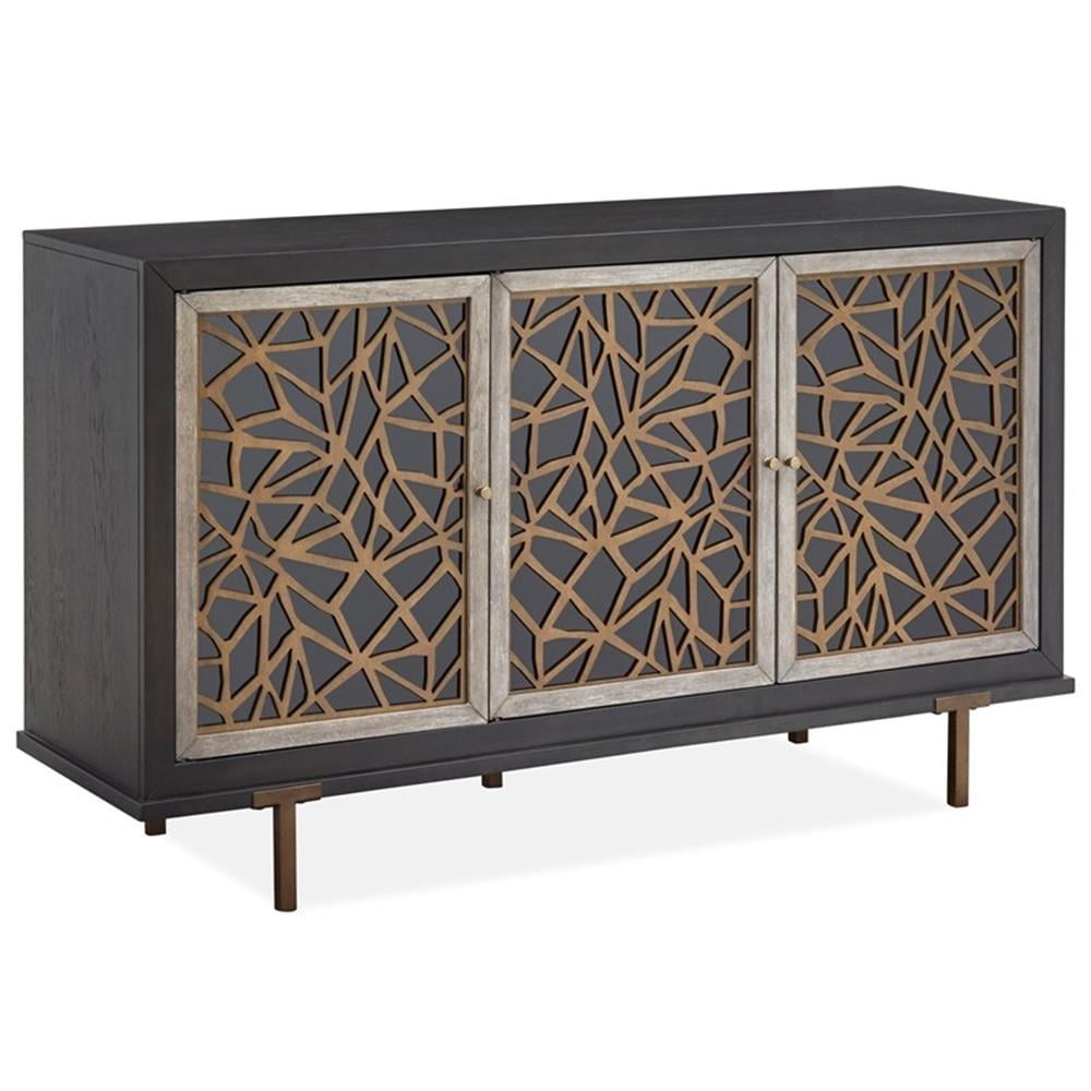 Ryker Black and Gray Contemporary Server with Glass Doors