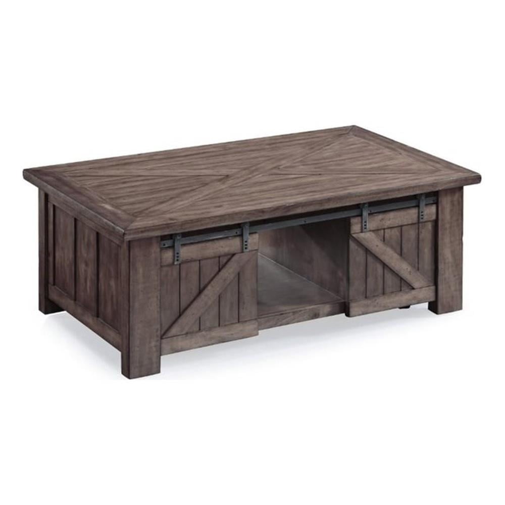 Gray Rustic Rectangular Wood and Metal Lift-Top Coffee Table