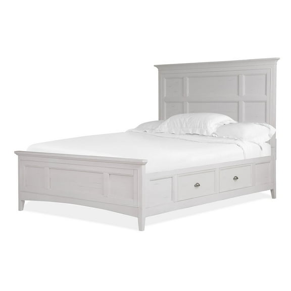 Magnussen Heron Cove Traditional Soft White King Panel Bed with Storage
