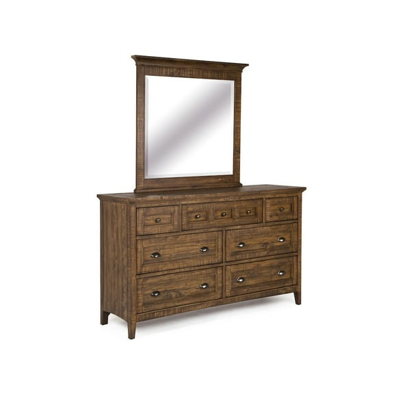 Magnussen Home Bay Creek Toasted Nutmeg Drawer Dresser With Landscape Mirror