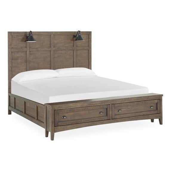 Magnussen Home Bay Creek Toasted Nutmeg King Lamp Panel Storage Bed