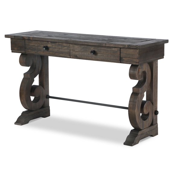 Magnussen Home Bellamy Metal and Wood Console Table in Peppercorn Brown