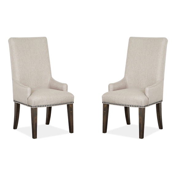 Magnussen Home Bellamy Peppercorn Upholstered Host Chair Two Pack