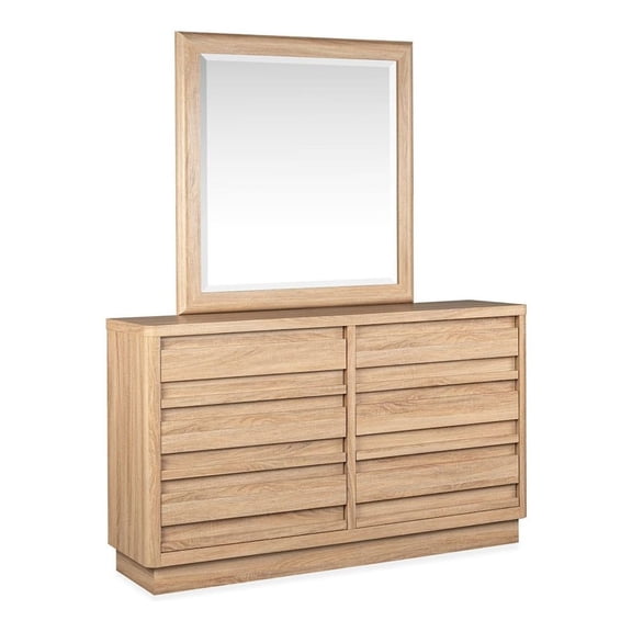 Magnussen Home Brentwood Heights Provincial Brown Double Drawer Dresser With Portrait Mirror