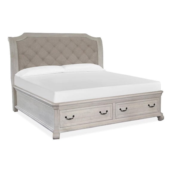 Magnussen Home Bronwyn Alabaster Queen Sleigh Storage Bed