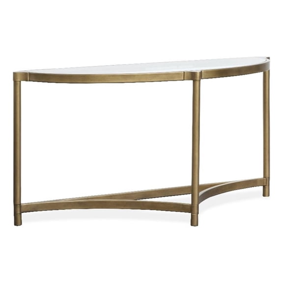Magnussen Home Cassidy Aged Brass And Volakas Classic Demilune Sofa Table