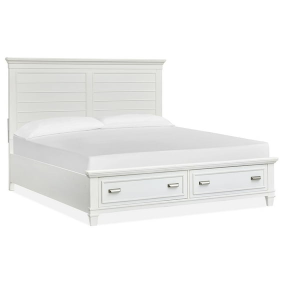 Magnussen Home Charleston White Dove California King White Panel Storage Bed