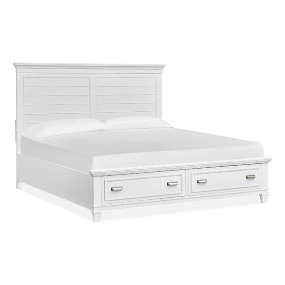 Magnussen Home Charleston White Dove Queen White Panel Storage Bed