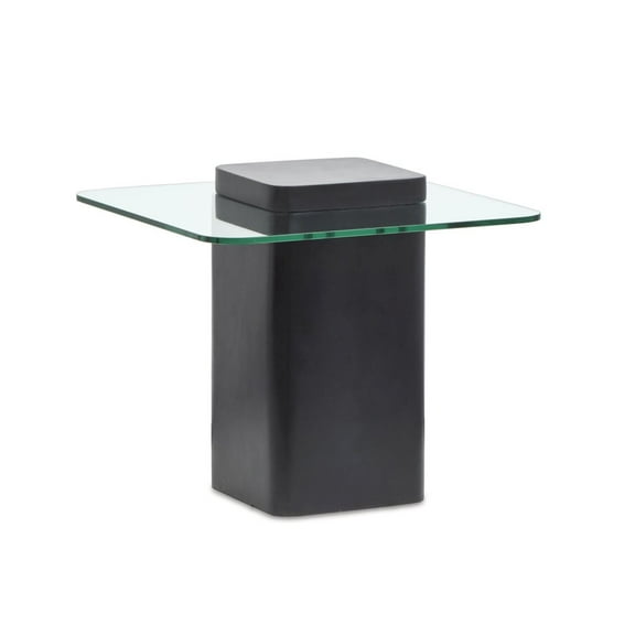 Magnussen Home Donora Clear Glass And Obsidian Square End Table