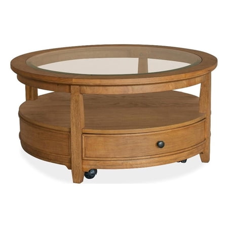 Magnussen Home Durant Honey Brown Round Cocktail Table With Casters