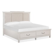 Magnussen Home Willowbrook Egg Shell White King Panel Upholstered Storage Bed