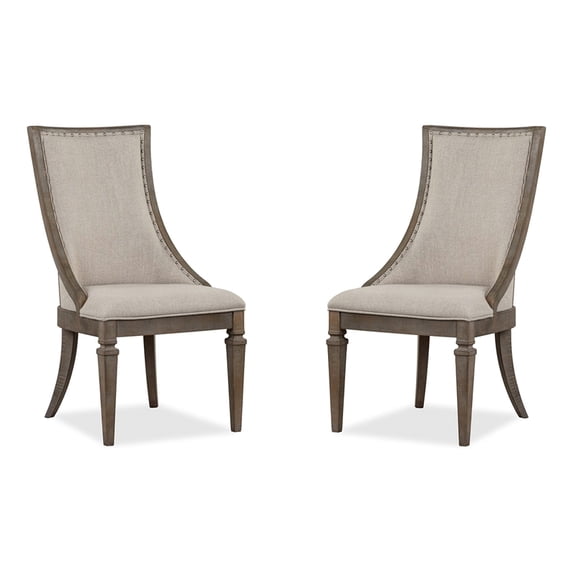 Magnussen Home Lancaster Dovetail Grey Upholstered Arm Chair Two Pack