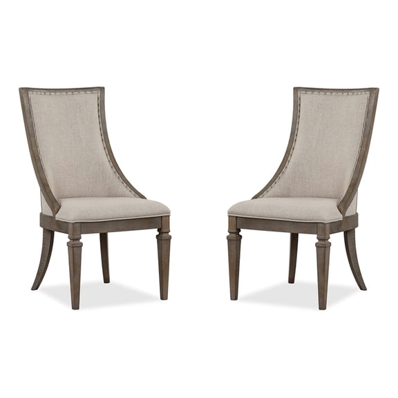 Magnussen Home Lancaster Dovetail Grey Upholstered Arm Chair Two Pack
