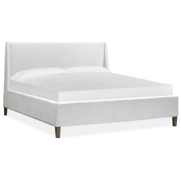 Magnussen Home Lindon Belgian Wheat And Coffee Bean Queen White Upholstered Island Bed