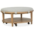 thumbnail image 1 of Magnussen Home Lindon Belgian Wheat Grey Round Cocktail Table With Casters, 1 of 5