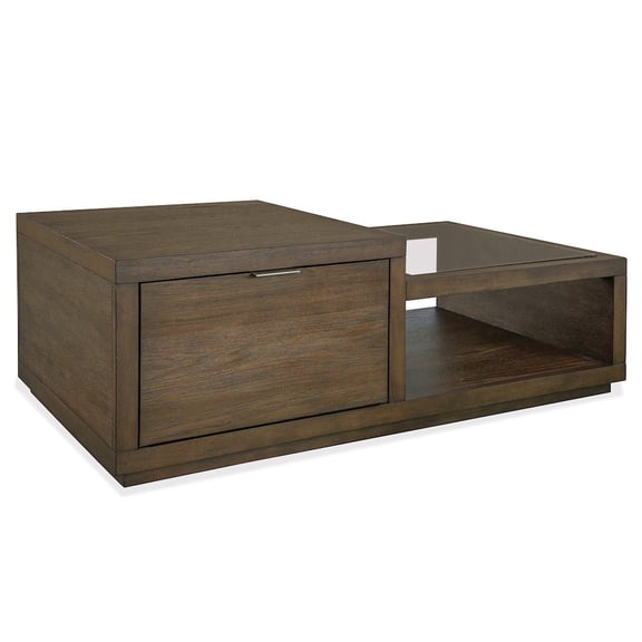 Magnussen Home Merrick Homestead Brown And Clear Glass Rectangular Cocktail Table With Casters