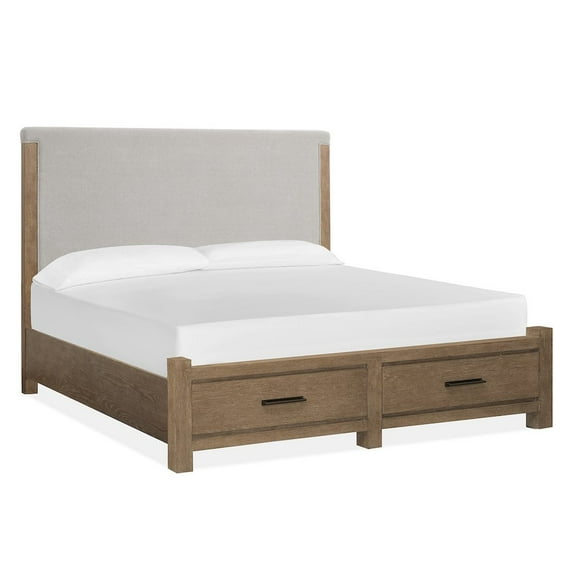 Magnussen Home Plum Creek Sierra Brown Queen Upholstered Panel Storage Bed