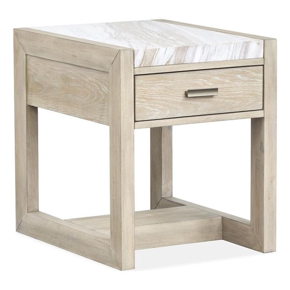 Magnussen Home Preston Gallery Buff And Antique Silver Rectangular End Table