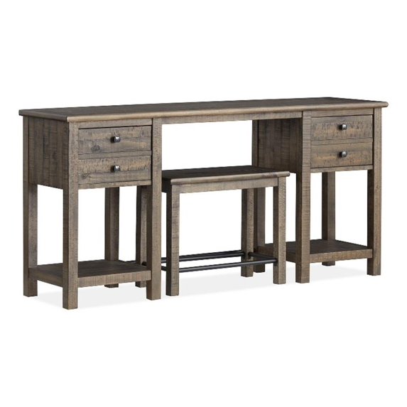 Magnussen Home Smithton Homestead Brown Rectangular Sofa Table With 1 Stool