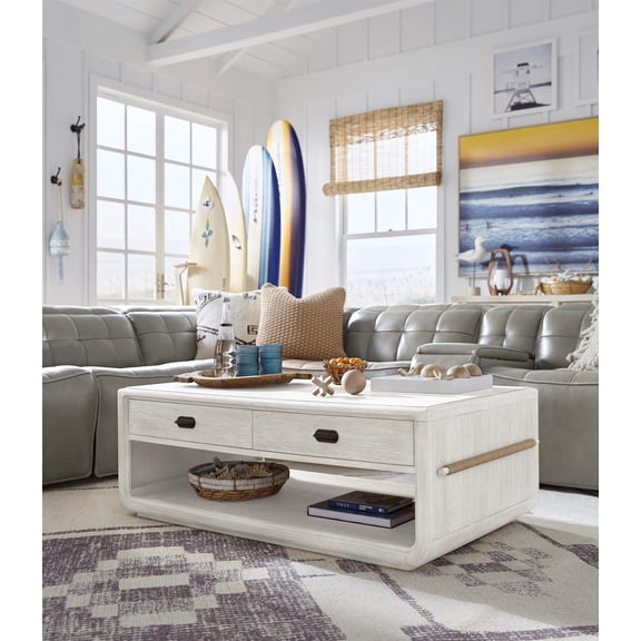 Magnussen Home Sunset Cove Rectangular Cocktail Table With Casters