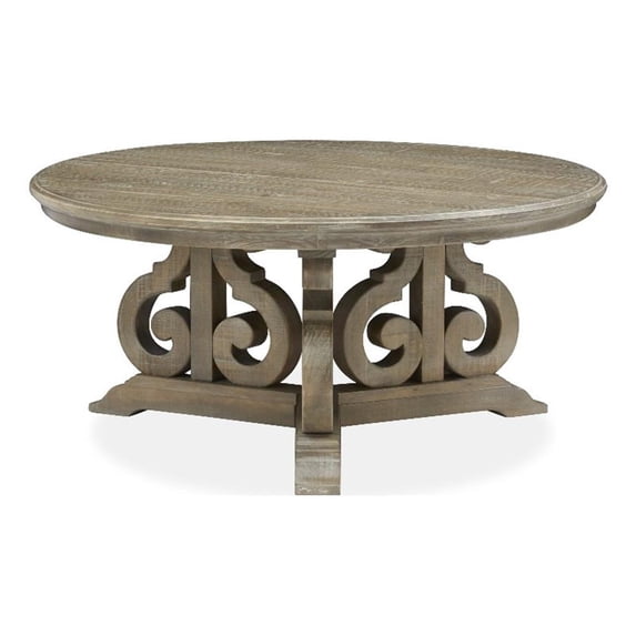 Magnussen Home Tinley Park Dove Tail Grey Round Cocktail Table