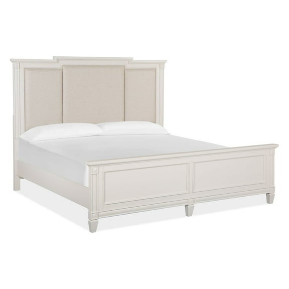 Magnussen Home Willowbrook Egg Shell White With Slight Rub Through King Panel Upholstered Bed