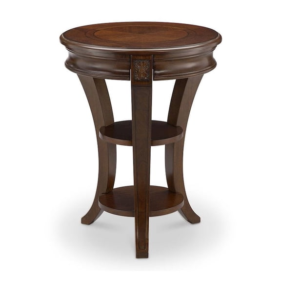 Magnussen Home Winslet Round Solid Wood Accent End Table in Cherry