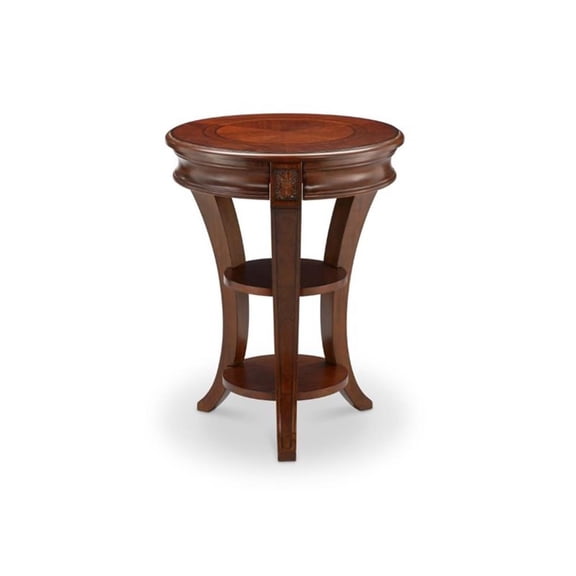 Magnussen Home Winslet Round Solid Wood Accent End Table in Cherry