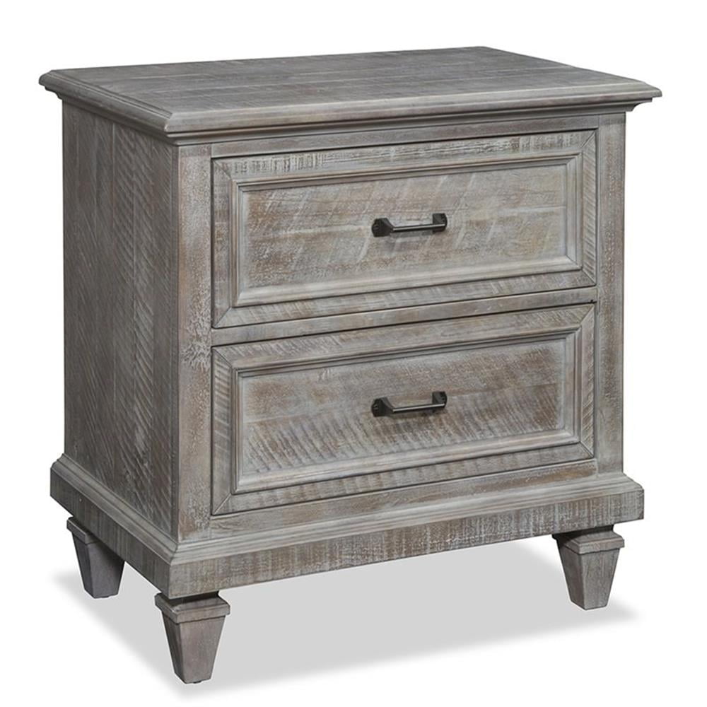 Dovetail Gray Pine 2-Drawer Nightstand with Bronze Pulls