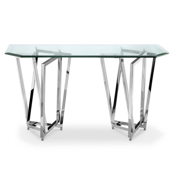 Magnussen Lenox Square Octagonal Console Table in Nickel