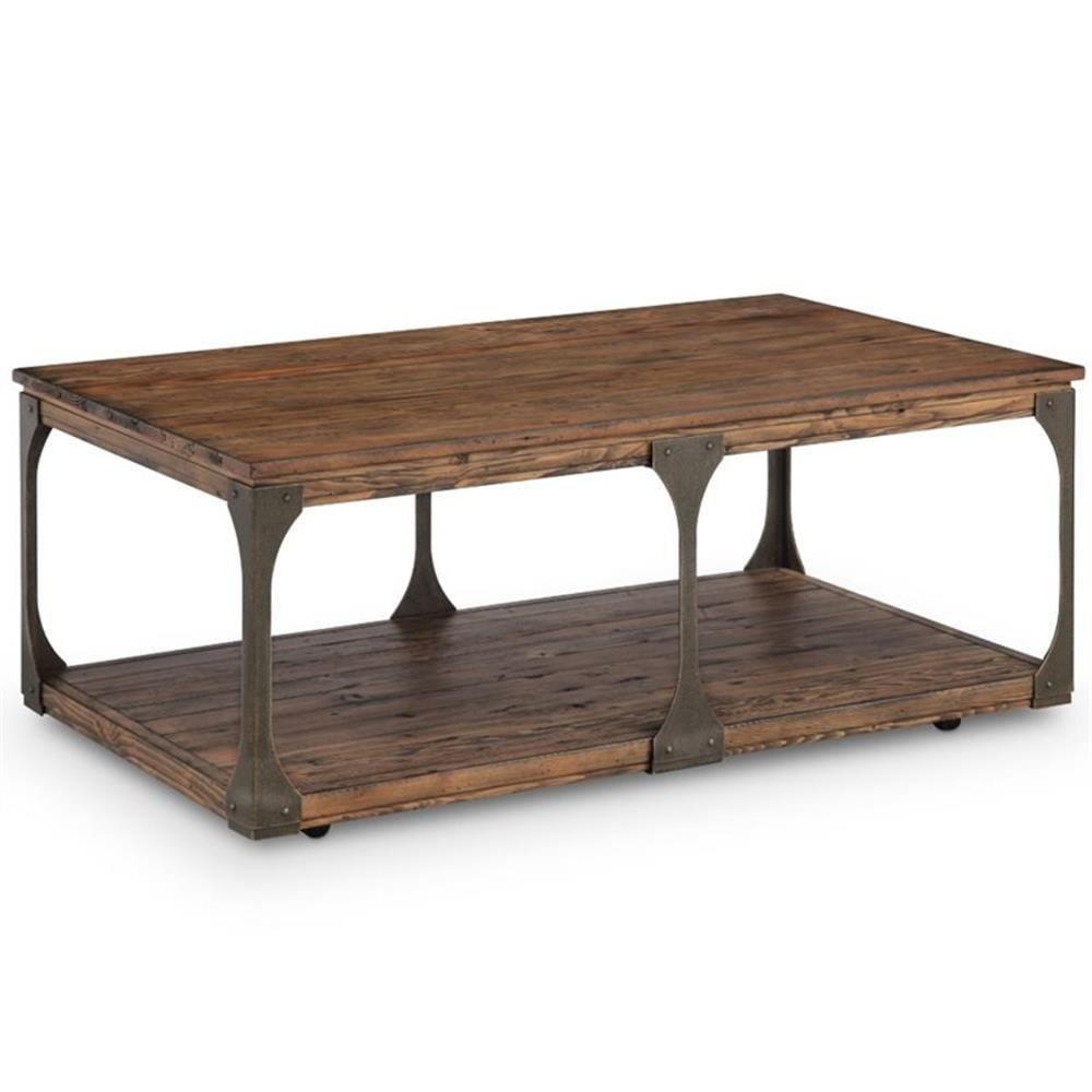 Bourbon Brown Industrial Rectangular Coffee Table with Storage