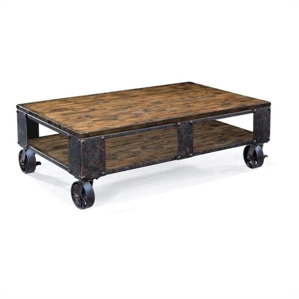 Brooklyn Loft 52'' Black and Brown Industrial Coffee Table