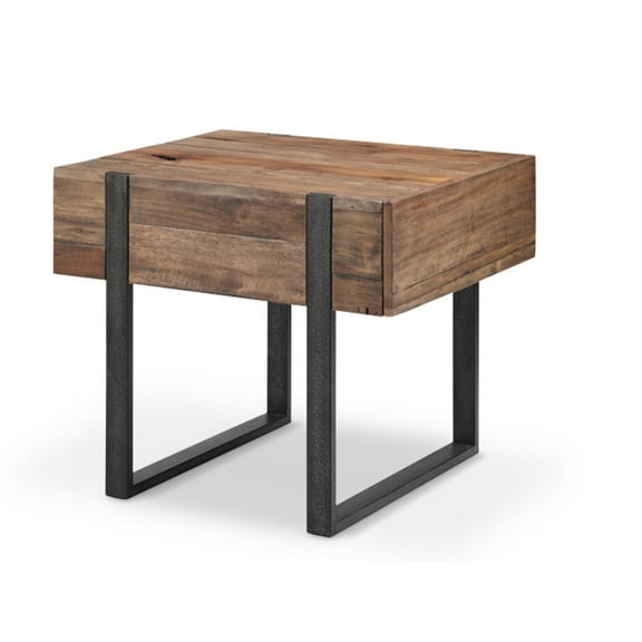 Magnussen Home Prescott Rustic Honey And Distressed Iron Rectangular End Table