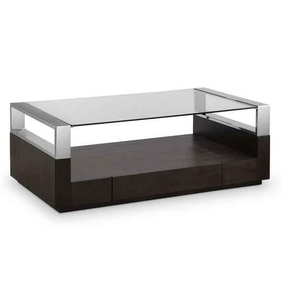Magnussen Revere Contemporary Graphite Glass Top Coffee Table with Storage