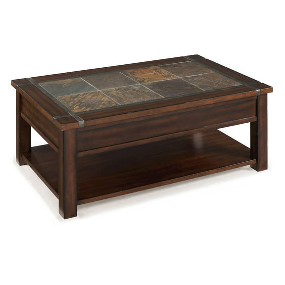 Magnussen Roanoke Wood Lift Top Coffee Table in Cherry and Slate