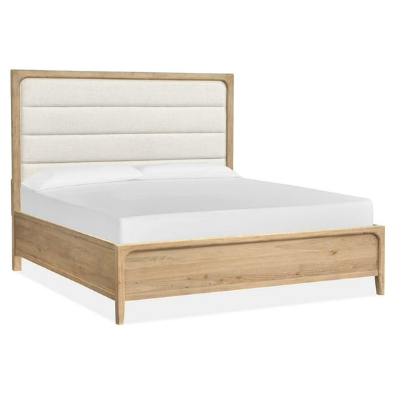 Magnussen Somerset Wood Queen Panel Bed w/Upholstered Headboard in Natural