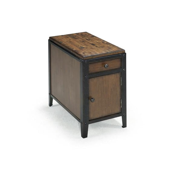 Magnussen Home Pinebrook Distressed Natural Pine Chairside Door End Table