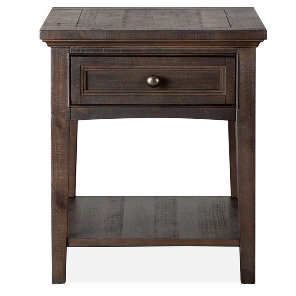 Graphite Wood Rectangular End Table with Storage