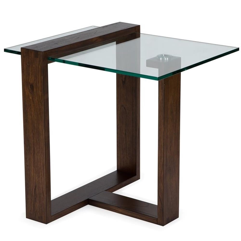 Acorn Finished Mindi Wood and Glass Rectangular End Table