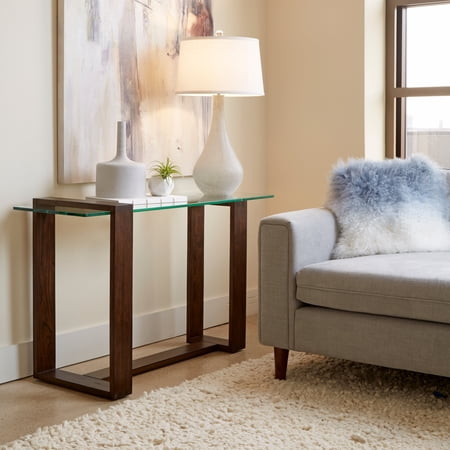 Magnussen Bristow Rectangular Wood and Tempered Glass Sofa Table