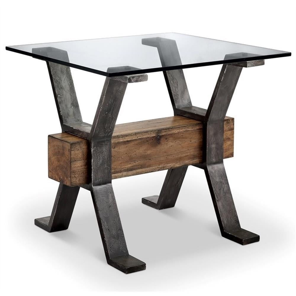 Sawyer Rectangular Industrial Wood and Metal End Table
