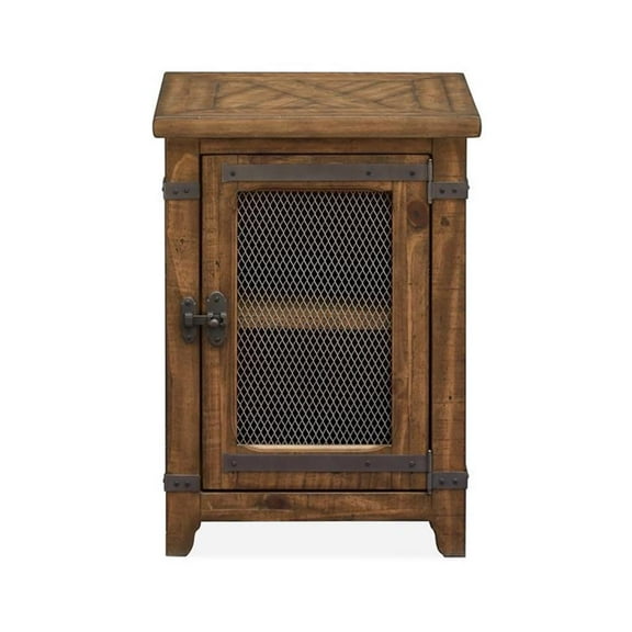 Magnussen Chesterfield Chairside End Table in Farmhouse Timber