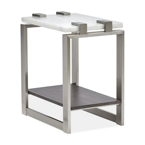 Magnussen Paradox Rectangular Stainless Steel Frame Accent Table