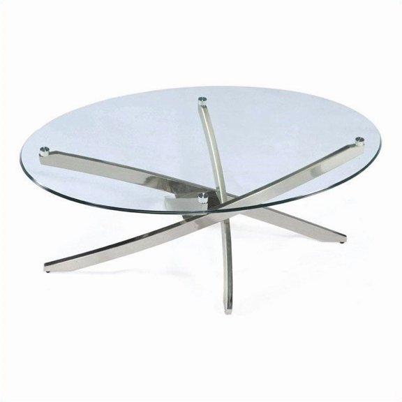 Magnussen Zila Oval Cocktail Table in Brushed Nickel