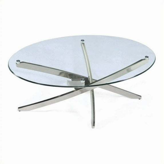 Magnussen Zila Oval Cocktail Table in Brushed Nickel
