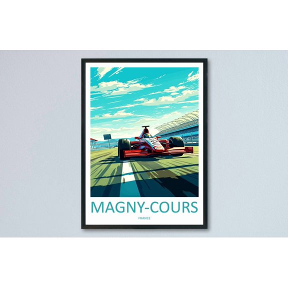 Magny Cours Travel Circuit Motorsport Racing Illustration France Race Car Poster, Travel Inspired Home And Office Decor