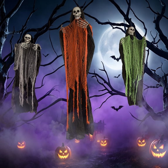 Magotan 3 Pack Hanging Halloween Decorations,Hanging Tree Halloween Outdoor Decorations,Spooky Ghosts Decorations for Front Porch Yard Tree